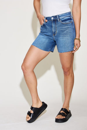 Judy Blue Full Size High Waist Slim Denim Shorts - Case Collection Clothing