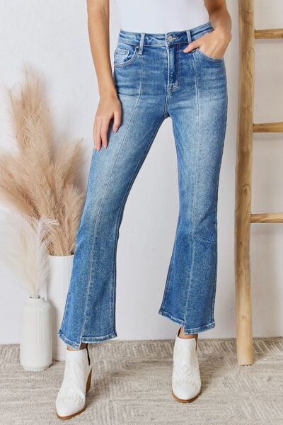 RISEN Full Size High Rise Ankle Flare Jeans - Case Collection Clothing