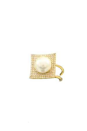
            
                Load image into Gallery viewer, CZ + Pearl Cocktail Ring - Case Collection Clothing
            
        