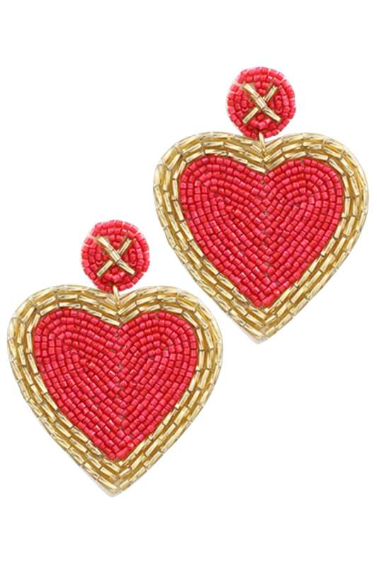 Red Heart Seed Bead Earrings - Case Collection Clothing