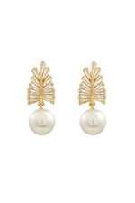 Crystal Leaf + Pearl Dangle Earrings - Case Collection Clothing