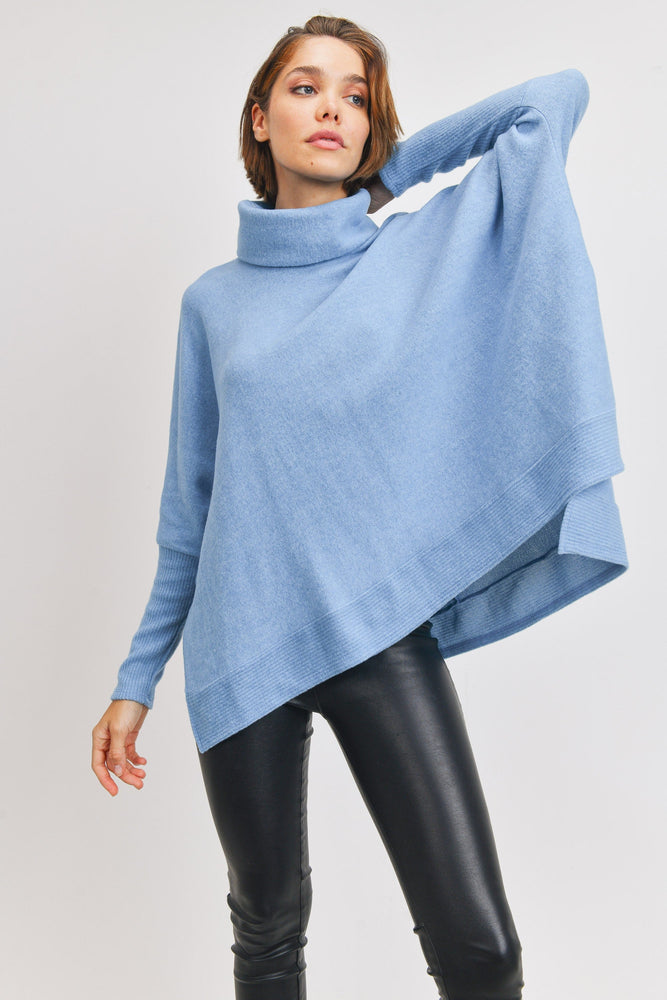 Flounce Turtleneck Sweater | Blue - Case Collection Clothing
