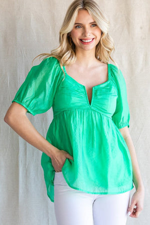 Everett Babydoll Bubble Sleeve Top - Case Collection Clothing