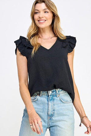 
            
                Load image into Gallery viewer, Kinston Double Ruffle Shoulder Top - Case Collection Clothing
            
        