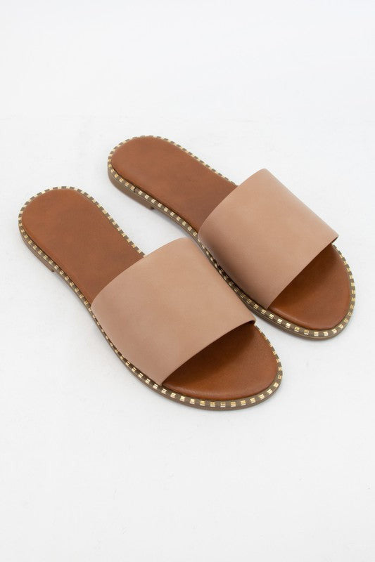 Micah Wide Band Sandal | Natural - Case Collection Clothing