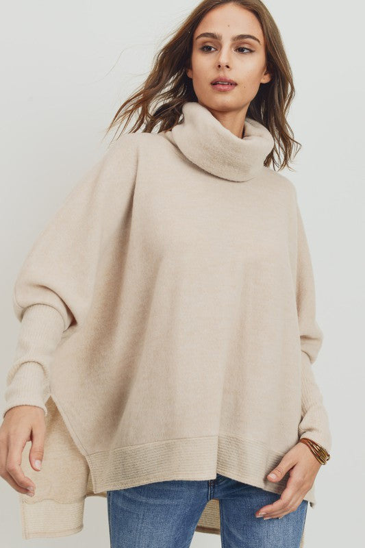 Flounce Turtleneck Sweater | Oatmeal - Case Collection Clothing