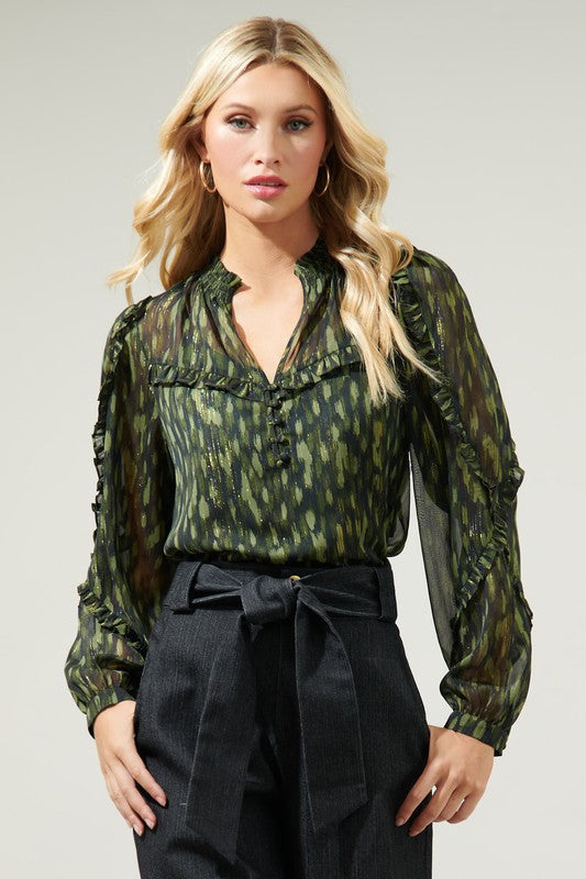 
            
                Load image into Gallery viewer, Monte Verde Abstract Ventura Blouse - Case Collection Clothing
            
        