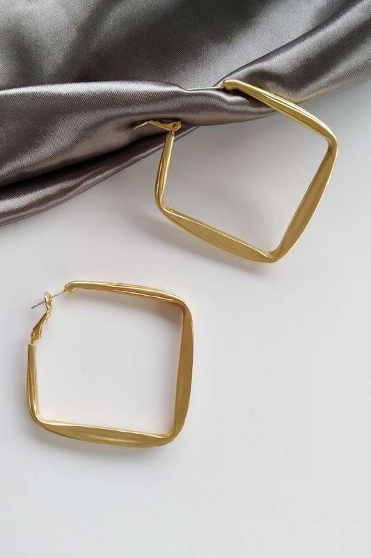Square Matte Gold Hoops - Case Collection Clothing