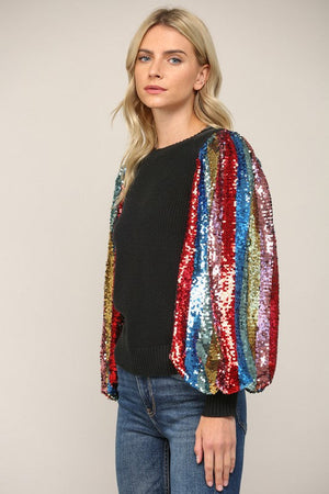 Iconic Sequin Sleeve Sweater - Case Collection Clothing