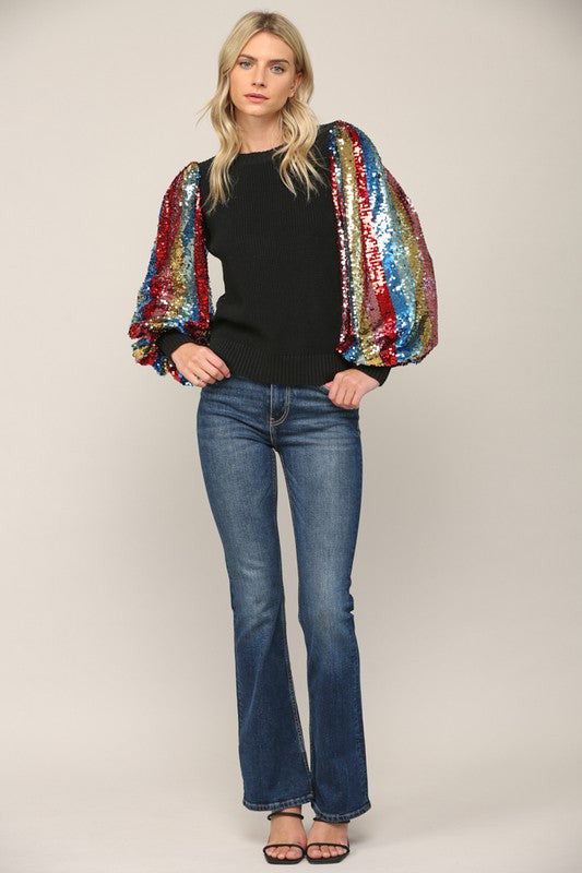 Iconic Sequin Sleeve Sweater - Case Collection Clothing