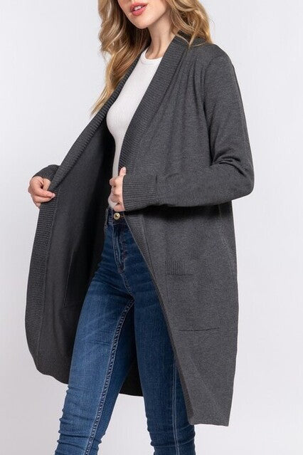 Charcoal Tunic Cardigan - Case Collection Clothing