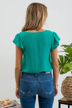 Olivia Scalloped Trim Top | Teal - Case Collection Clothing