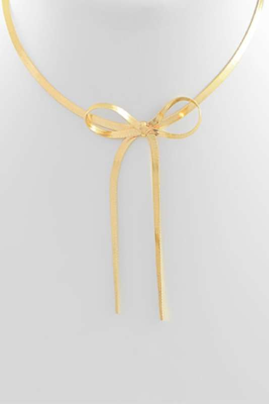 
            
                Load image into Gallery viewer, Herringbone Bow Necklace - Case Collection Clothing
            
        