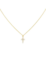 CZ + Pearl Cross Necklace - Case Collection Clothing