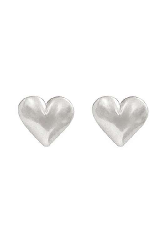 Worn Silver Puffy Heart Earrings - Case Collection Clothing