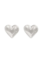 Worn Silver Puffy Heart Earrings - Case Collection Clothing