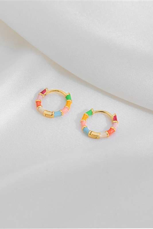 Enamel Bamboo Huggie Earrings - Case Collection Clothing
