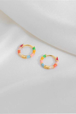 Enamel Bamboo Huggie Earrings - Case Collection Clothing