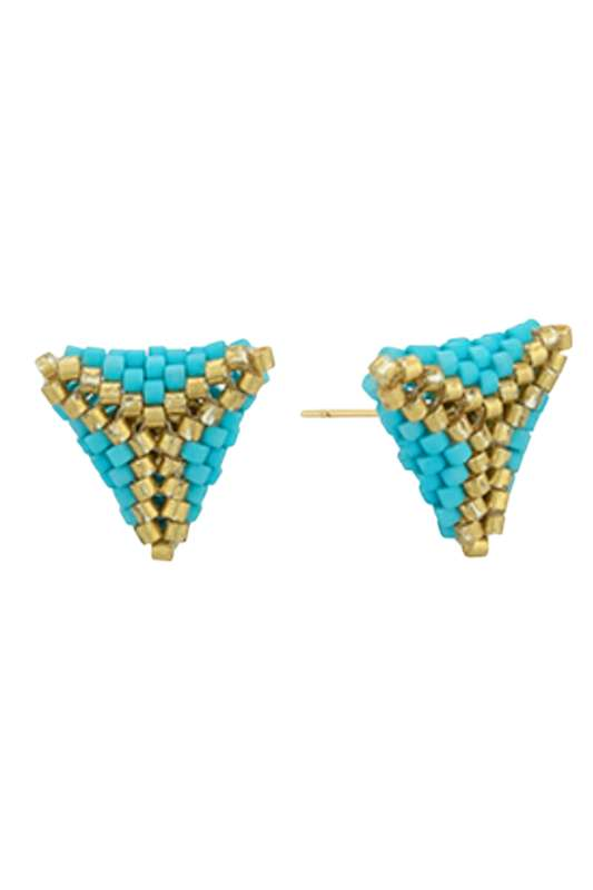Turquoise Triangle Seed Bead Studs - Case Collection Clothing