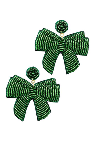 Christmas Ribbon Bead Earrings | Green - Case Collection Clothing