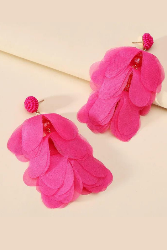 Fabric Petal Dangle Earrings - Case Collection Clothing