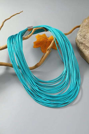 Vegan Leather Layered Necklace | Turquoise - Case Collection Clothing