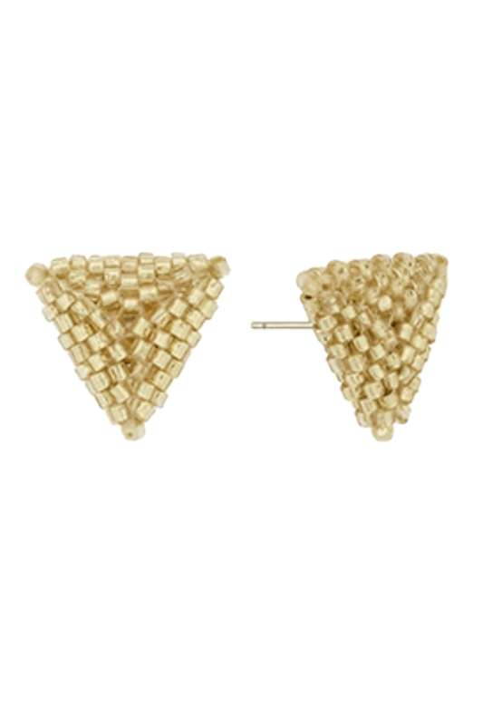 
            
                Load image into Gallery viewer, Gold Triangle Seed Bead Studs - Case Collection Clothing
            
        