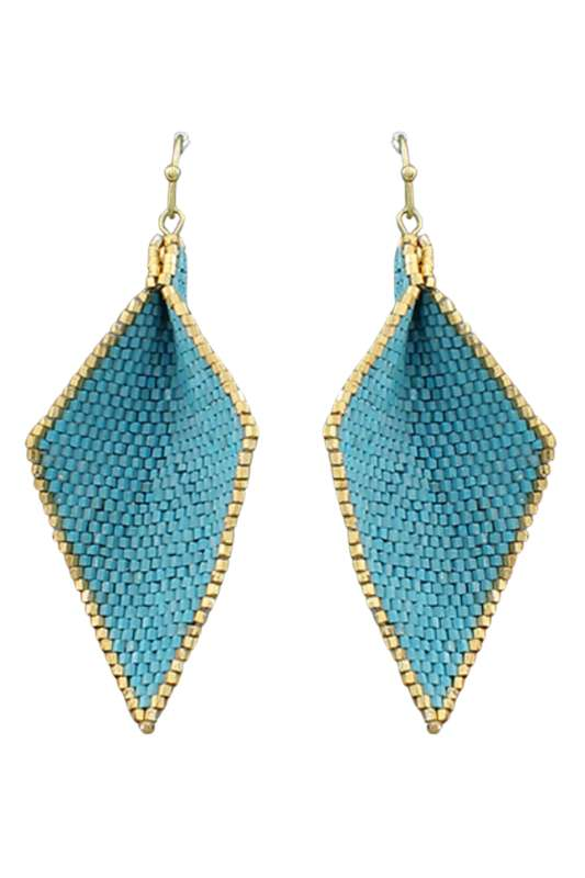 Turquoise Beaded Rhombus Earrings - Case Collection Clothing