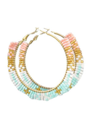 Mint Beaded Fan Hoops - Case Collection Clothing