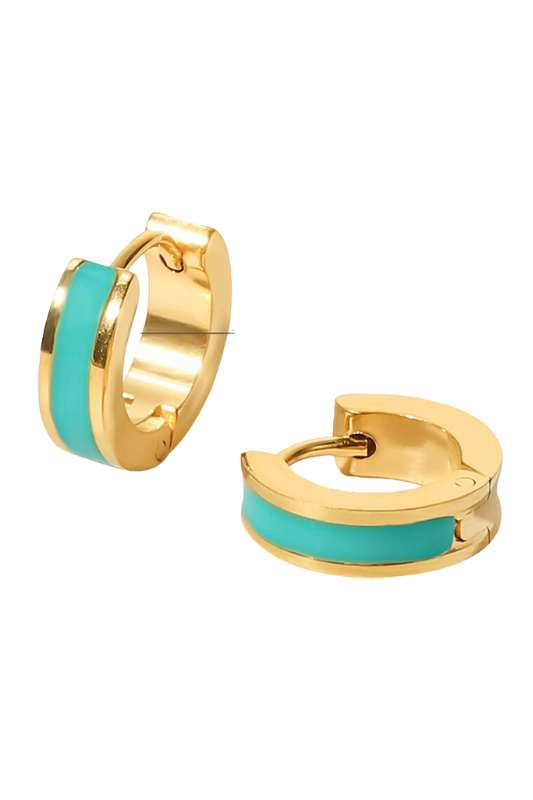 Enamel Center Huggie Earrings - Case Collection Clothing