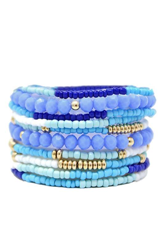 
            
                Load image into Gallery viewer, Blue Beaded Bracelet Set - Case Collection Clothing
            
        