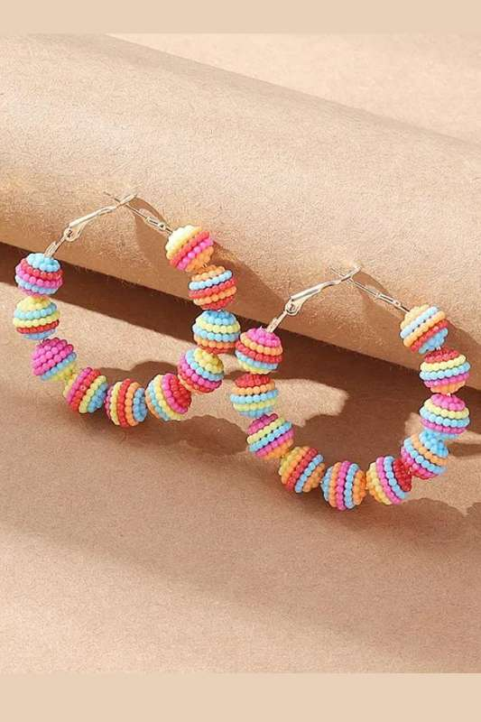 Beaded Ball Hoop Earrings - Case Collection Clothing