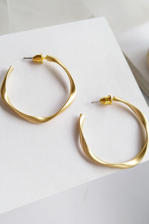 Twisted Matte Gold Hoops - Case Collection Clothing