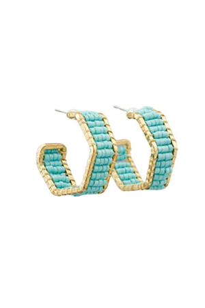 Turquoise Hexagon Seed Bead Hoops - Case Collection Clothing