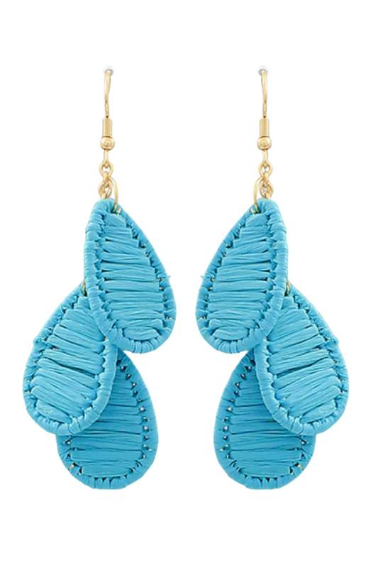 Turquoise Rattan Drop Earrings - Case Collection Clothing