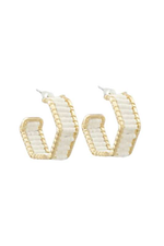 White Hexagon Seed Bead Hoops - Case Collection Clothing