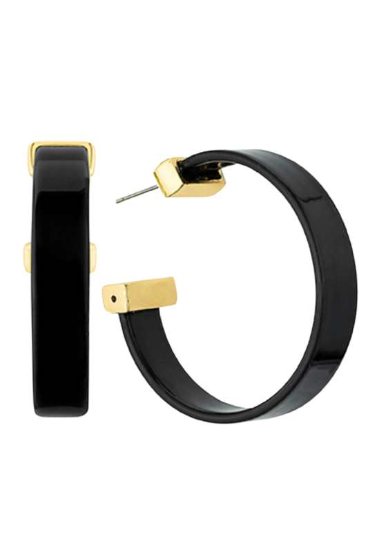 Black Acrylic Open Hoops - Case Collection Clothing