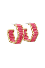 Pink Hexagon Seed Bead Hoops - Case Collection Clothing