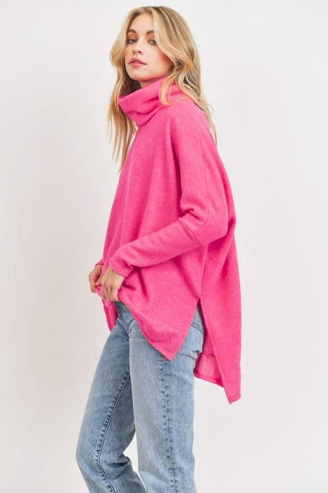 
            
                Load image into Gallery viewer, Flounce Turtleneck Sweater | Hot Pink - Case Collection Clothing
            
        