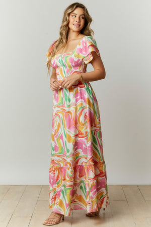 Willow Multicolored Marble Print Maxi - Case Collection Clothing