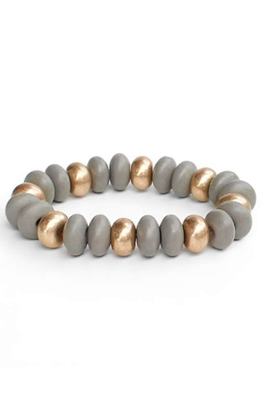 
            
                Load image into Gallery viewer, Gray Wood Bead Bracelet - Case Collection Clothing
            
        