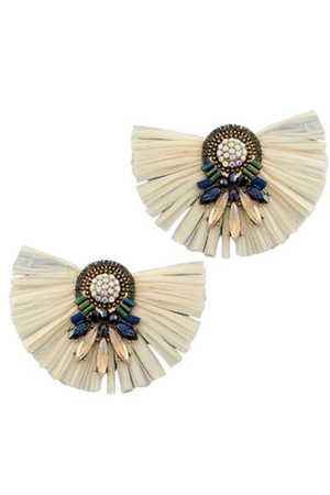 
            
                Load image into Gallery viewer, Raffia Fan Crystal Earrings - Case Collection Clothing
            
        