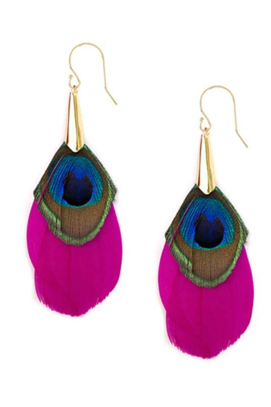 Fuchsia Feather Earrings - Case Collection Clothing
