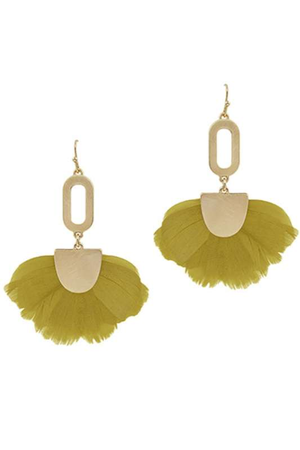 Olive Feather Fan Earrings - Case Collection Clothing