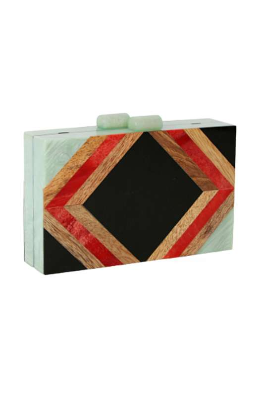 Diamond Pattern Acrylic Marble Clutch - Case Collection Clothing