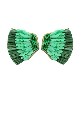 
            
                Load image into Gallery viewer, Raffia + Sequin Wing Earrings | Emerald - Case Collection Clothing
            
        