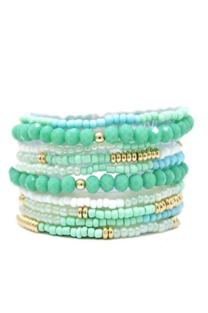 
            
                Load image into Gallery viewer, Mint Beaded Bracelet Set - Case Collection Clothing
            
        