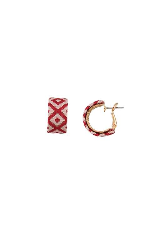 Diamond Fabric Hoops | Burgundy - Case Collection Clothing