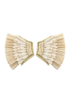 
            
                Load image into Gallery viewer, Raffia + Sequin Wing Earrings | Ivory - Case Collection Clothing
            
        