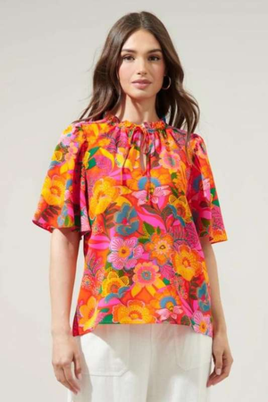 Harbor Floral Print Top - Case Collection Clothing